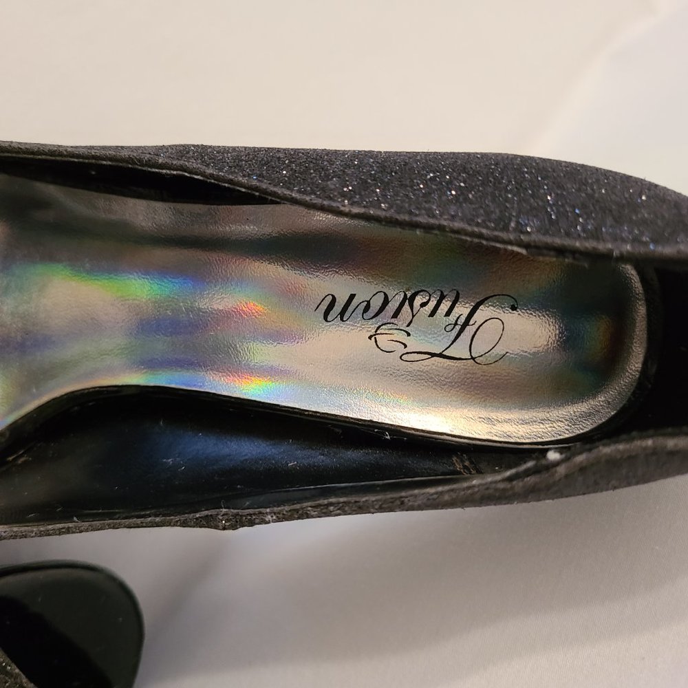 Fusion Peep Toe Black Glittery 5 inch Heels - Picture 4 of 4